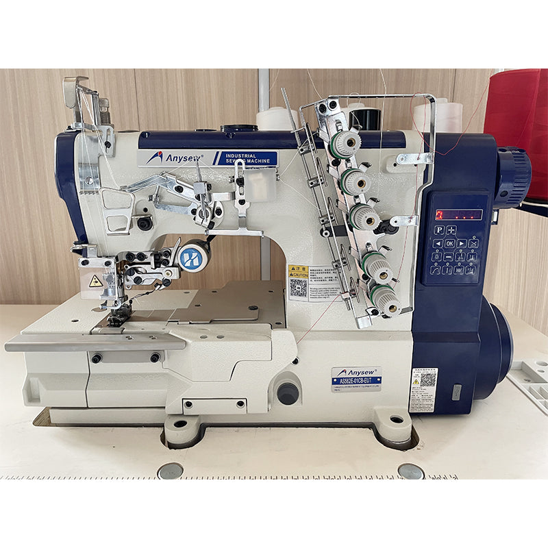 High speed direct drive flat bed interlock sewing machine (with auto-t –  Anysew